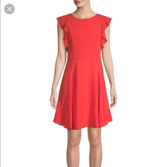 Julia Jordan Red / Orange Flutter Ruffle Sleeve Dress size 2 - Picture 4 of 7